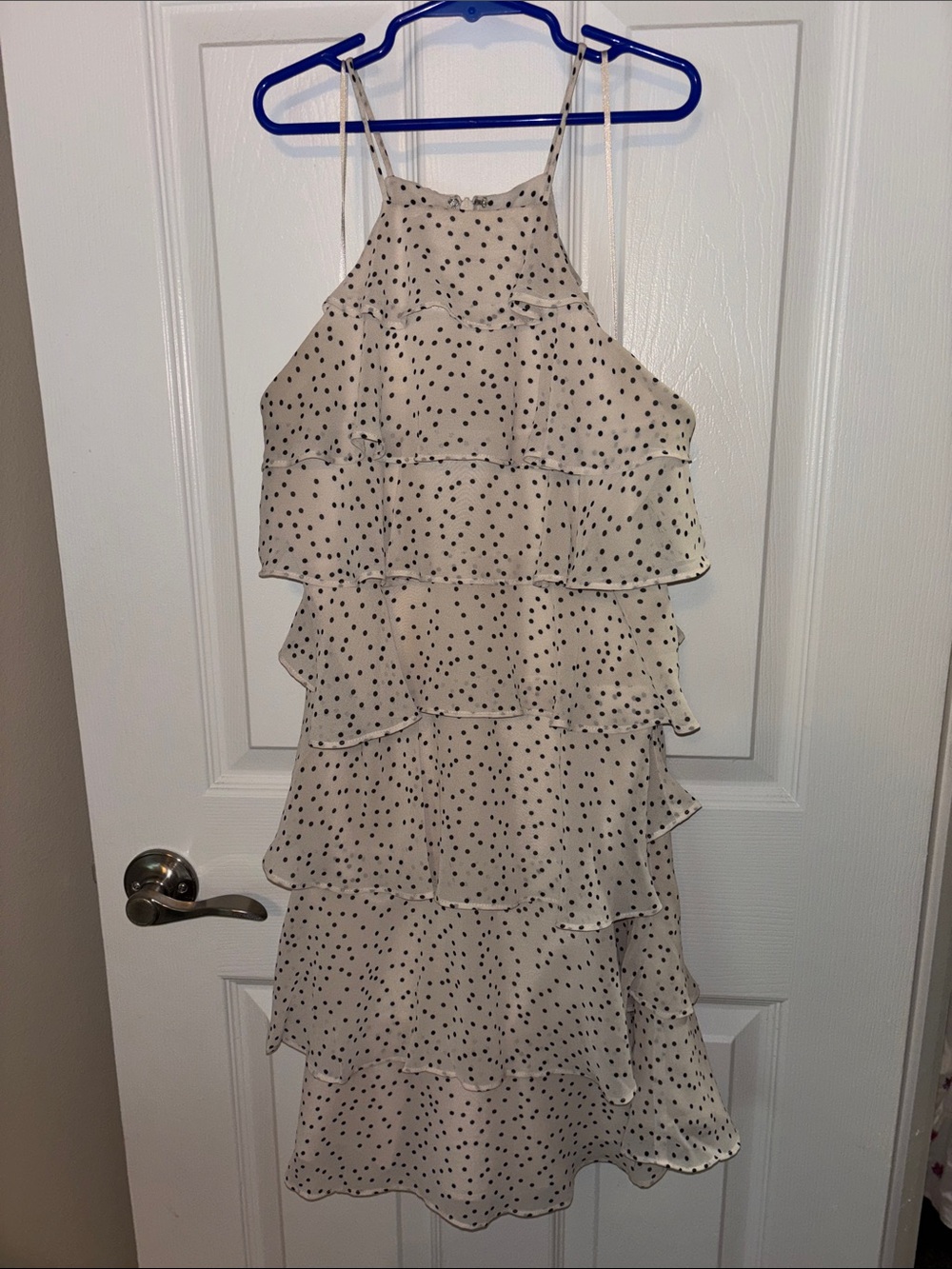 DO+BE Cream Polka Dot Tiered Mini Dress